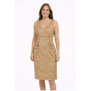JOIBEL Gold Brocade Sleeveless Sheath Dress - 6
